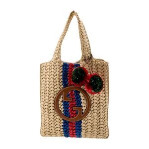 Gucci Woven Tote with Red and Blue Accents